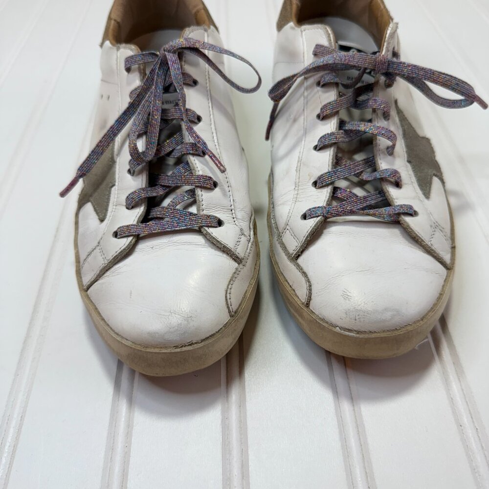 Golden Goose Super-Star Sneaker White with beigebrown heel size 40 / 10 - Picture 3 of 8